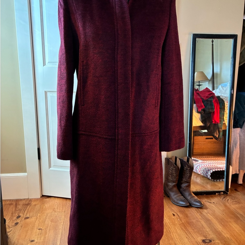 Elegant Burgundy Long Coat